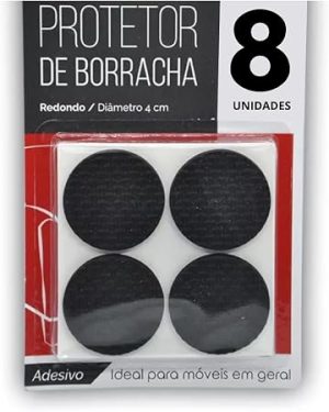 Protetor de Borracha Redondo Adesivo – Kit com 8 Unidades