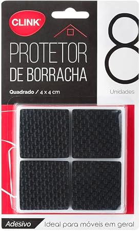 Protetor de Borracha Quadrado Adesivo – Kit com 8 Unidades