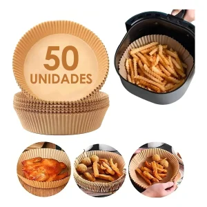 Forro de Papel Descartável Antiaderente para Air Fryer (50 Unidades)
